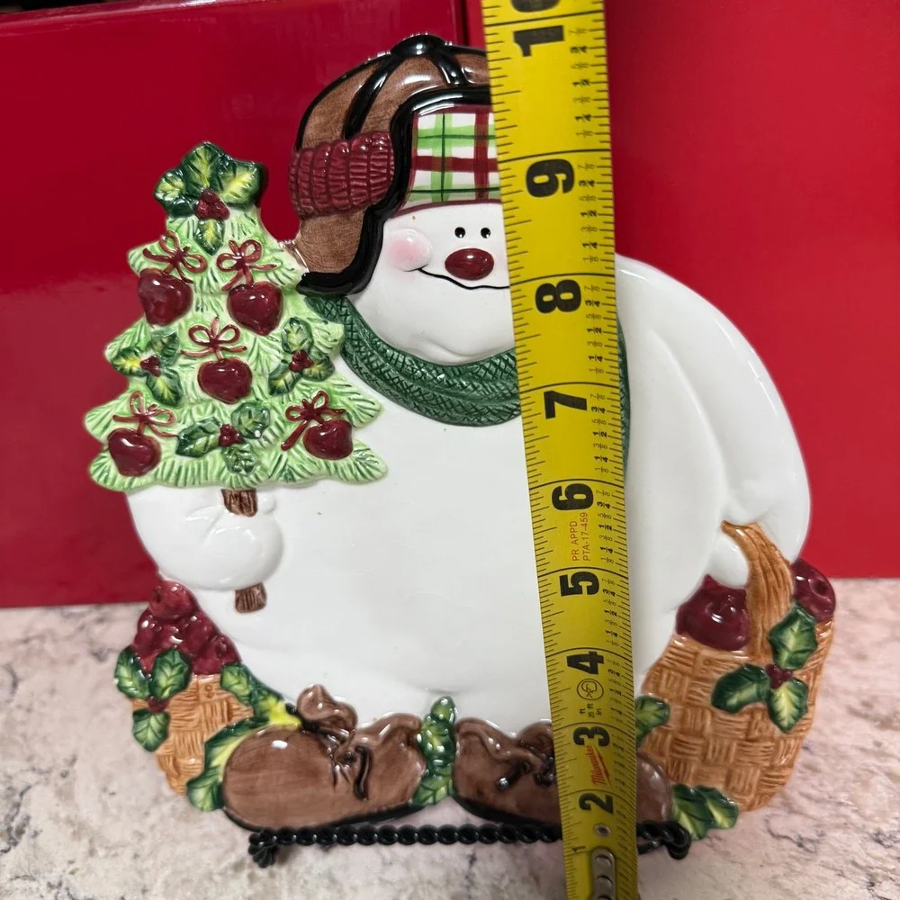 Fitz and Floyd Appletree Snowman Canapé Plate 2063/26 Christmas Serving‎ Dish
